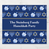 かわいいハヌッカドレイデル(ユダヤ教)メノラーカスタマイズ可能なパーティー スパークリングワインラベル (シングルラベル)