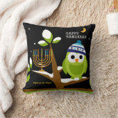 かわいいハヌッカビックフクロウ&(ユダヤ教)メノラースノーツリーナイト クッション (ブランケット)