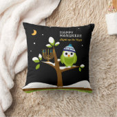 かわいいハヌッカフクロウ&(ユダヤ教)メノラースノーツリーナイト クッション (ブランケット)