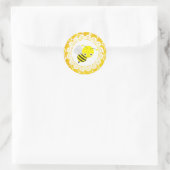 かわいいハネビハニカムステッカー ラウンドシール (バッグ)