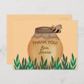 かわいいハネポットと(昆虫)マルハナバチベビーシャワーありがとう ポストカード (正面/裏面)