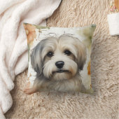 かわいいハバナの犬を水色で クッション (ブランケット)
