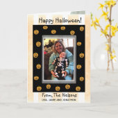 かわいいハパーソナライズされたロウィーンカボチャとゴール カード (黄色い花)