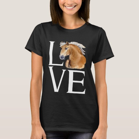 かわいいハフリンガー馬が好き Tシャツ (正面)