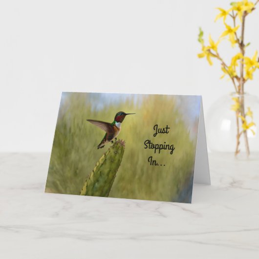 かわいいハミングバードアート誕生日カード カード (黄色い花)