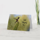 かわいいハミングバードアート誕生日カード カード (正面)