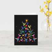かわいいハミングバードクリスマスツリークリスマスギフト カード (黄色い花)
