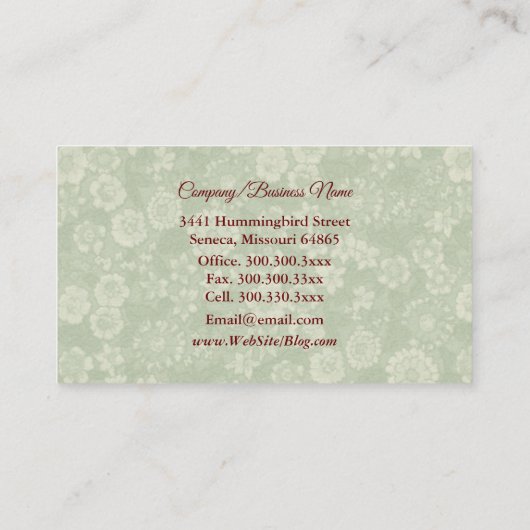 かわいいハミングバードデザイナー 名刺 (裏面)