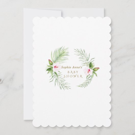 かわいいハミングバードトロピカルフラワーベビーシャワー 招待状 (裏面)