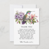 かわいいハミングバードフローラベビーシャワーサンキューカード サンキューカード (正面)