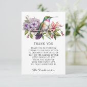 かわいいハミングバードフローラベビーシャワーサンキューカード サンキューカード (スタンド正面)