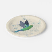 かわいいハミングバードフローラ ペーパープレート (アングル)
