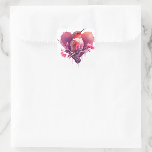 かわいいハミングバード ヴァレンタイン スクエアシール (バッグ)