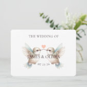 かわいいハミングバ結婚ードの水平招待状 招待状 (スタンド正面)