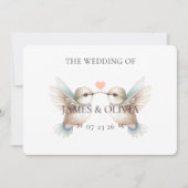 かわいいハミングバ結婚ードの水平招待状 招待状 (正面)