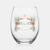 かわいいハミングバ結婚ードグラス ステムなしワイングラス (裏面)
