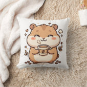 かわいいハムスターがコーヒーを飲むピロー クッション (ブランケット)