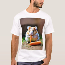 かわいいハムスターがニンジンを食べるグラフィックアート Tシャツ