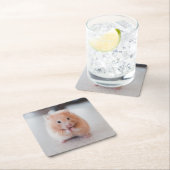 かわいいハムスターが動物を愛 スクエアペーパーコースター (インサイチュ)