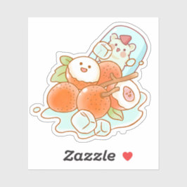 かわいいハムスターとライチの果物 - かわいい夏のアート シール