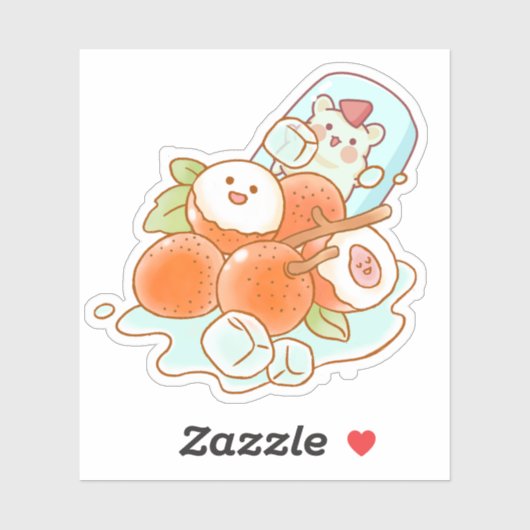 かわいいハムスターとライチの果物 - かわいい夏のアート シール (シート)