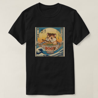 かわいいハムスターのアニメ ラーメン Tシャツ