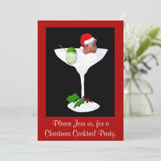 かわいいハムスターのクリスマスのパーティの招待状 招待状 (スタンド正面)