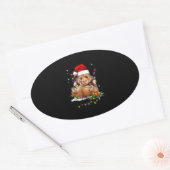 かわいいハムスターのクリスマスデー 楕円形シール (封筒)