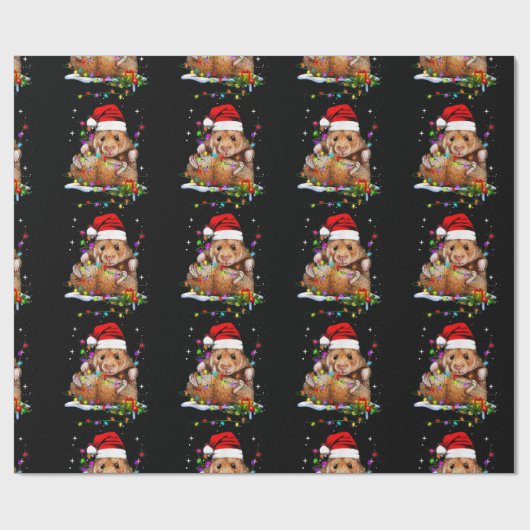 かわいいハムスターのクリスマス ラッピングペーパー (フラット)