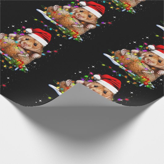 かわいいハムスターのクリスマス ラッピングペーパー (角)