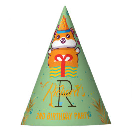 かわいいハムスターのグリーンテーマの子供の誕生日パーティー パーティーハット