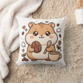 かわいいハムスターのコーヒー柄のスロー枕 クッション (ブランケット)