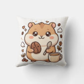 かわいいハムスターのコーヒー柄のスロー枕 クッション (裏面)
