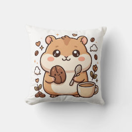 かわいいハムスターのコーヒー柄のスロー枕 クッション