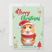 かわいいハムスターのサンタクリスマスホリデーファミリー名 シーズンカード (正面)