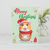 かわいいハムスターのサンタクリスマスホリデーファミリー名 シーズンカード (スタンド正面)