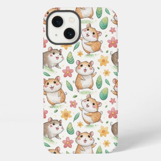かわいいハムスターのダンスパターン iPhoneケース (裏面)