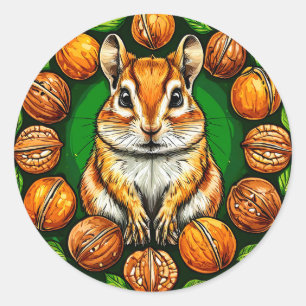 かわいいハムスターのナッツコーディネート 楽しいギフト 🥜✨ ラウンドシール