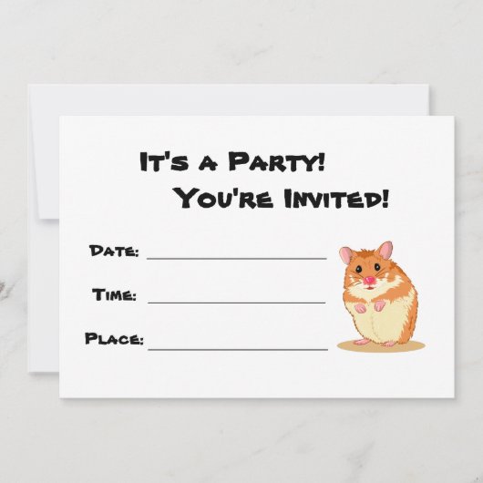 かわいいハムスターのパーティの招待状 招待状 (正面)