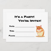 かわいいハムスターのパーティの招待状 招待状 (正面/裏面)