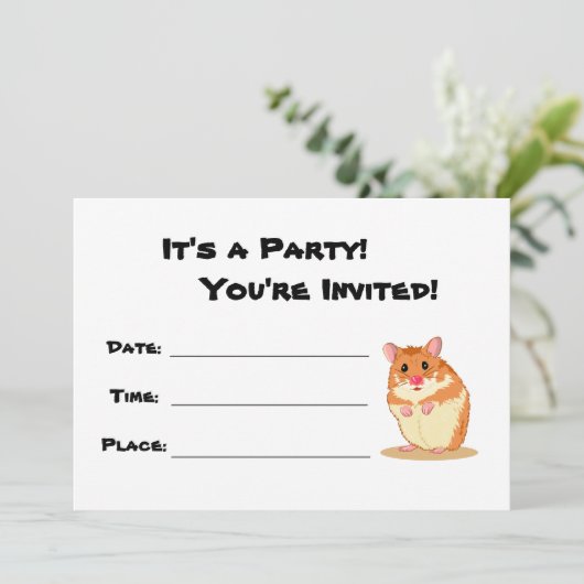 かわいいハムスターのパーティー招待状 招待状 (スタンド正面)