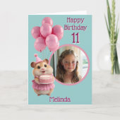 かわいいハムスターの写真1枚11歳の誕生日カード カード (正面)