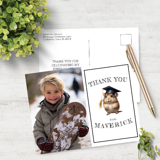 かわいいハムスターの幼稚園卒業お礼メッセージ ポストカード