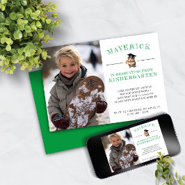 かわいいハムスターの幼稚園卒業式（グリーン） 招待状