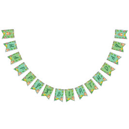 かわいいハムスターの植物学をテーマにした子供の誕生日パーティー バンティングフラッグ