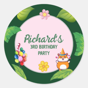 かわいいハムスターの植物性をテーマにした子どもの誕生日パーティー ラウンドシール