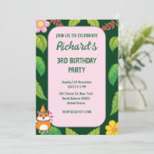 かわいいハムスターの植物性をテーマにした子どもの誕生日パーティー 招待状 (スタンド正面)