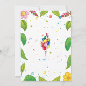 かわいいハムスターの植物性をテーマにした子どもの誕生日パーティー 招待状 (裏面)