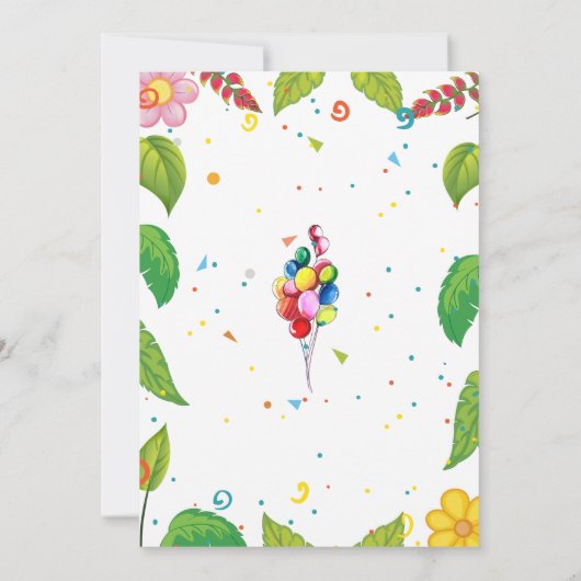 かわいいハムスターの植物性をテーマにした子どもの誕生日パーティー 招待状 (裏面)