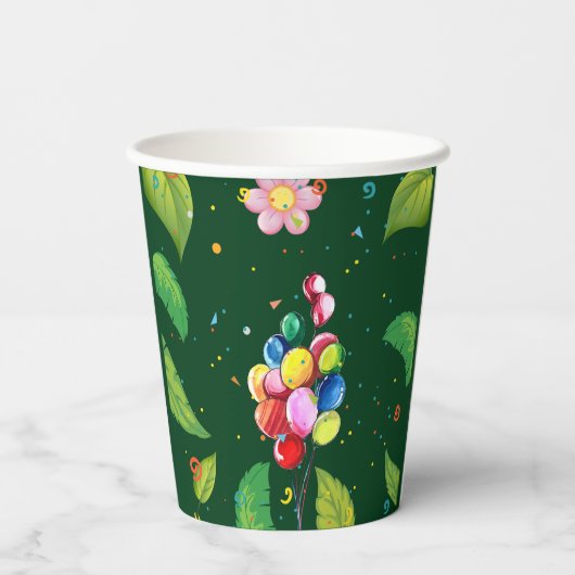 かわいいハムスターの植物性をテーマにした子どもの誕生日パーティー 紙コップ (裏面)